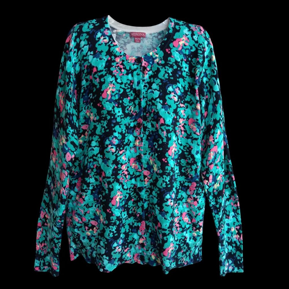 Merona Womens Knit Sweater Cardigan Long Sleeves Multicolor Size XXL